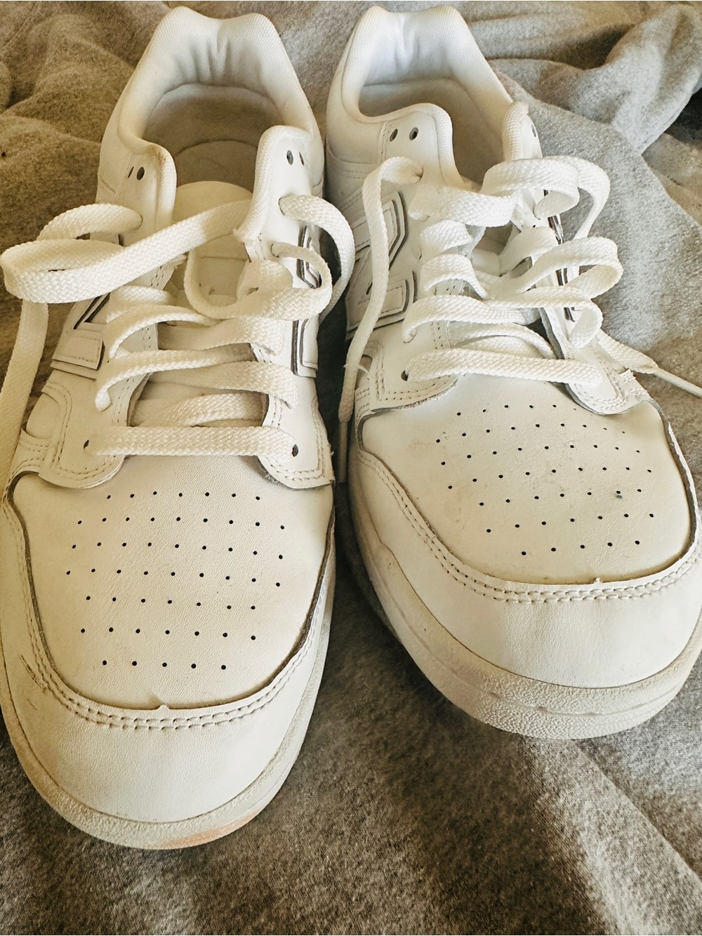 New Balance White Low-Top Leather Sneakers